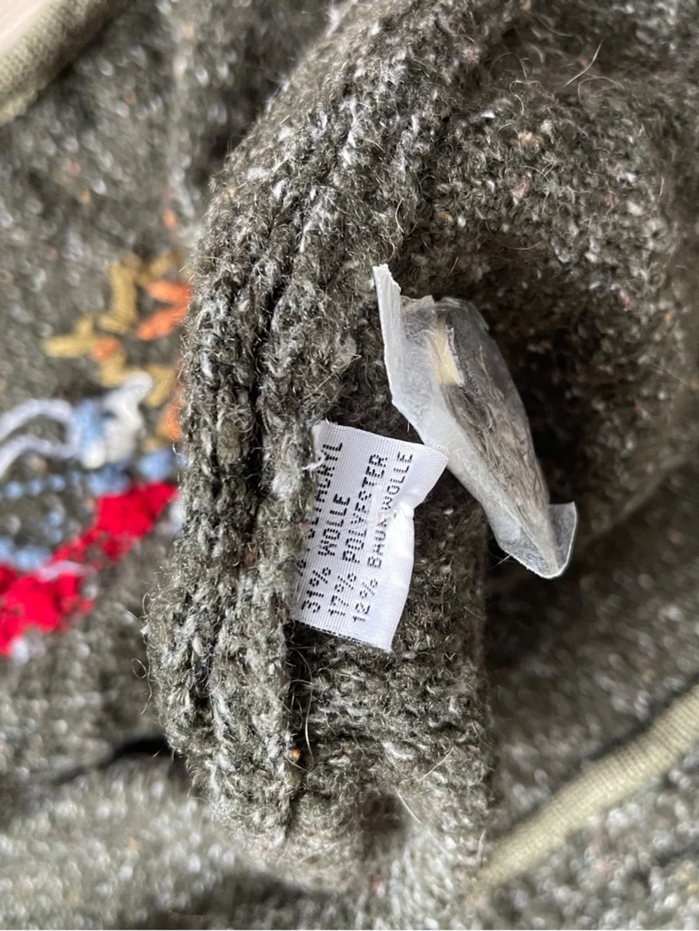 Vintage Austrian Wool Blend Cardigan Sweater with Grandmacore Embroidery - Picture 6 of 7